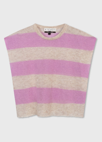 tee thin knit stripes | light safari/violet