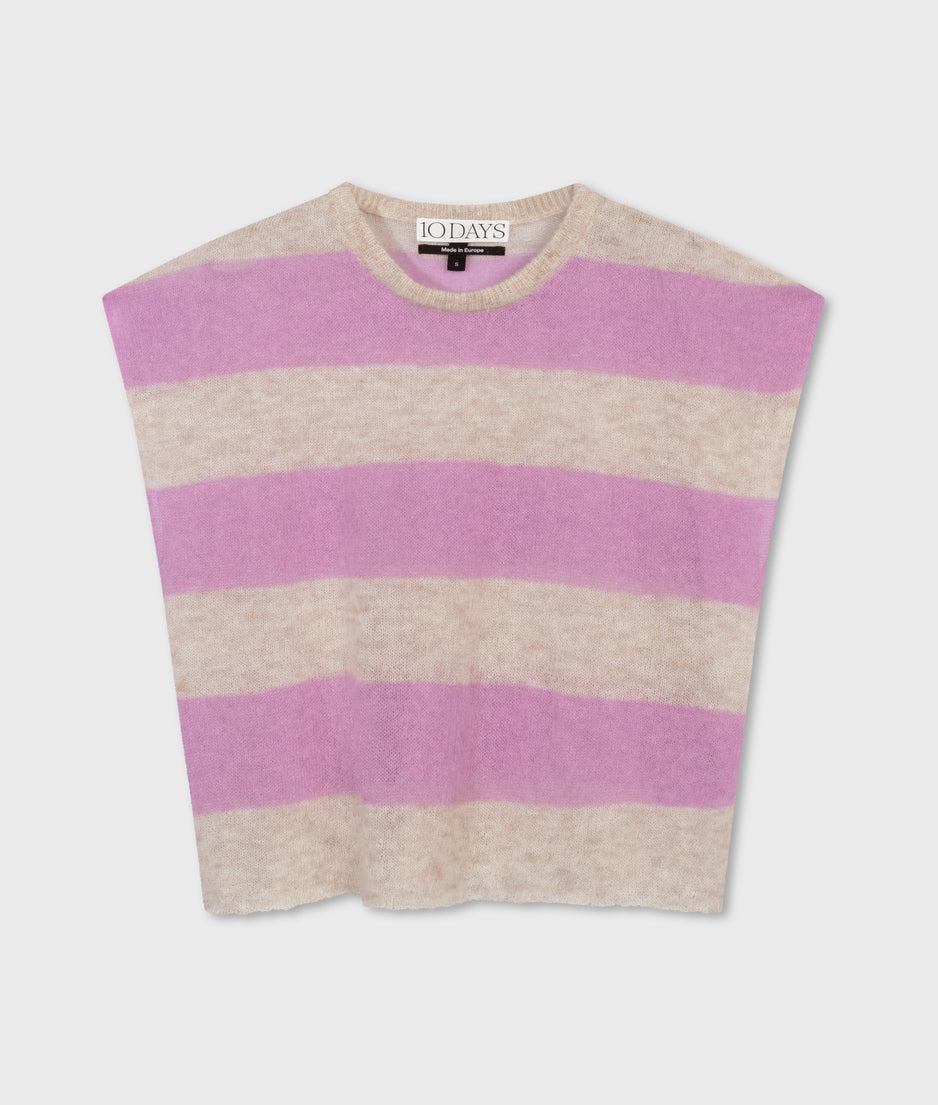 tee thin knit stripes | light safari/violet