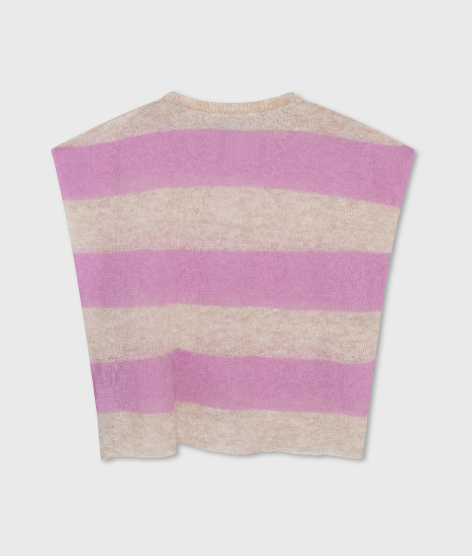 tee thin knit stripes | light safari/violet