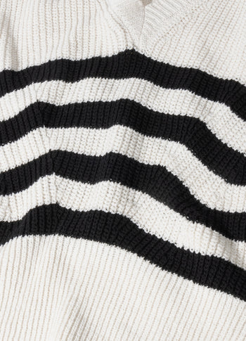 v-neck rib knit sweater | ecru