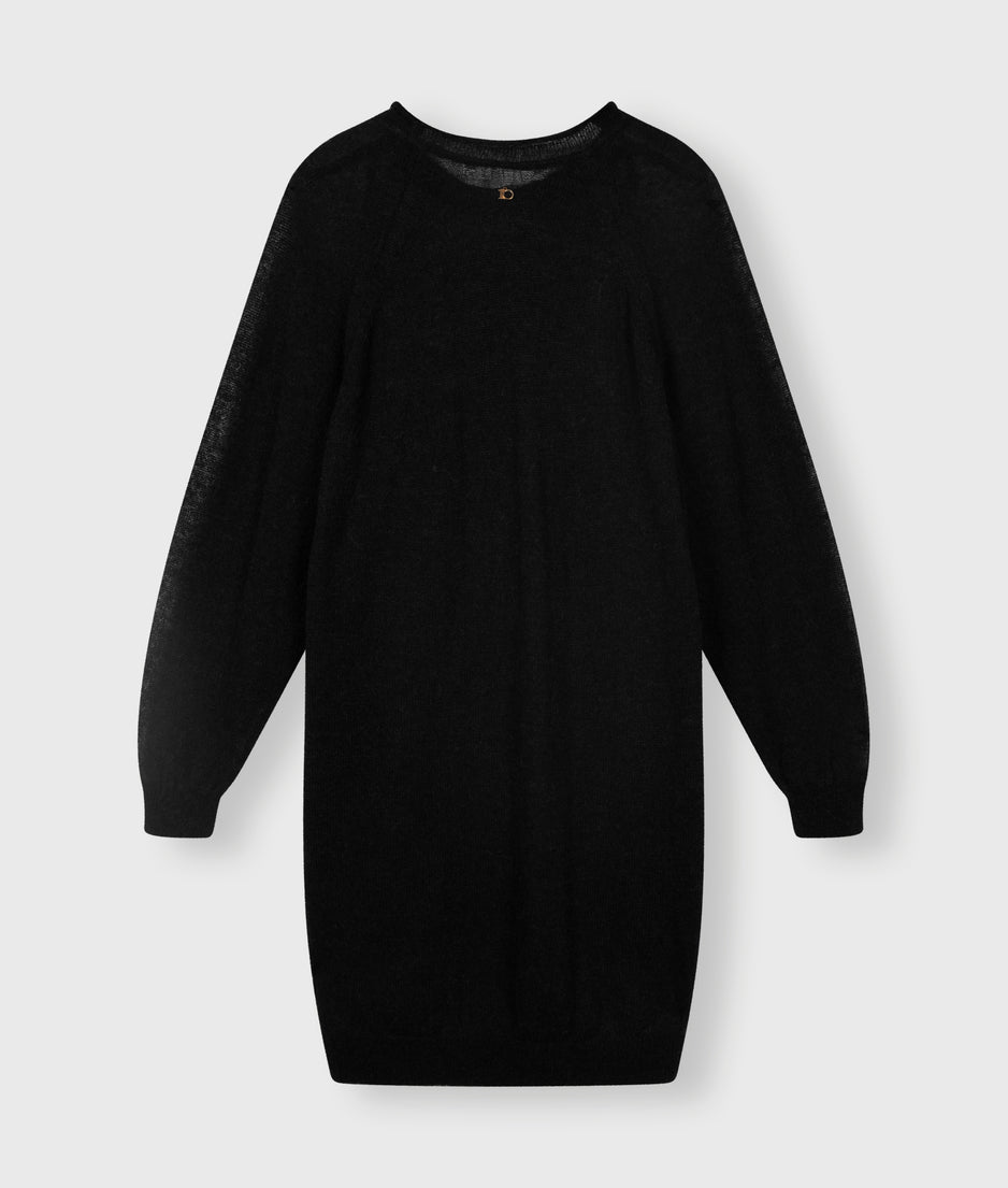 crew neck knit dress | black