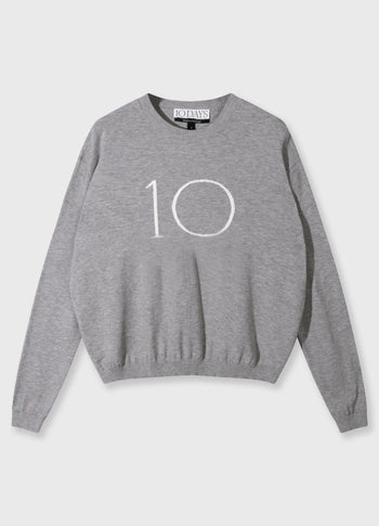 knit sweater logo | grey melee