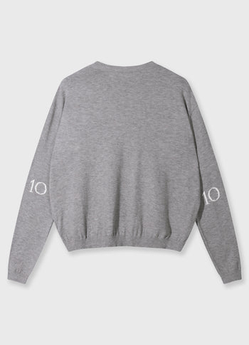 knit sweater logo | grey melee