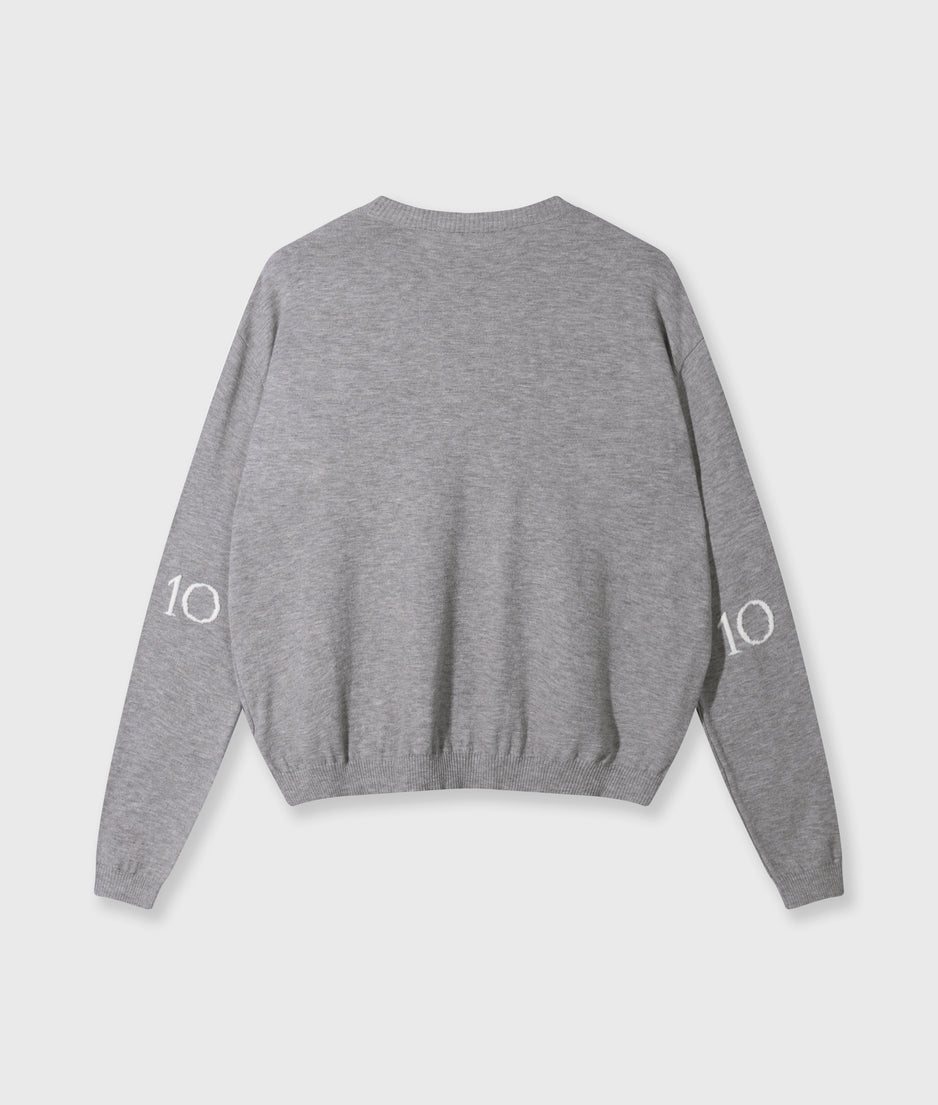 knit sweater logo | grey melee