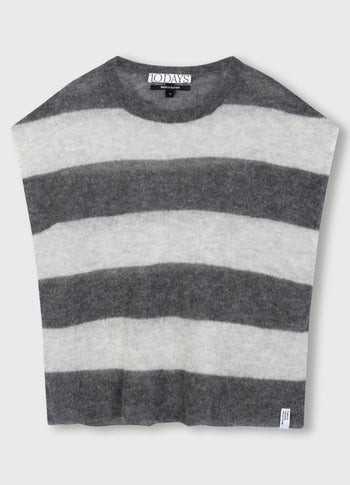 thin knit tee | antra melee/white grey melee