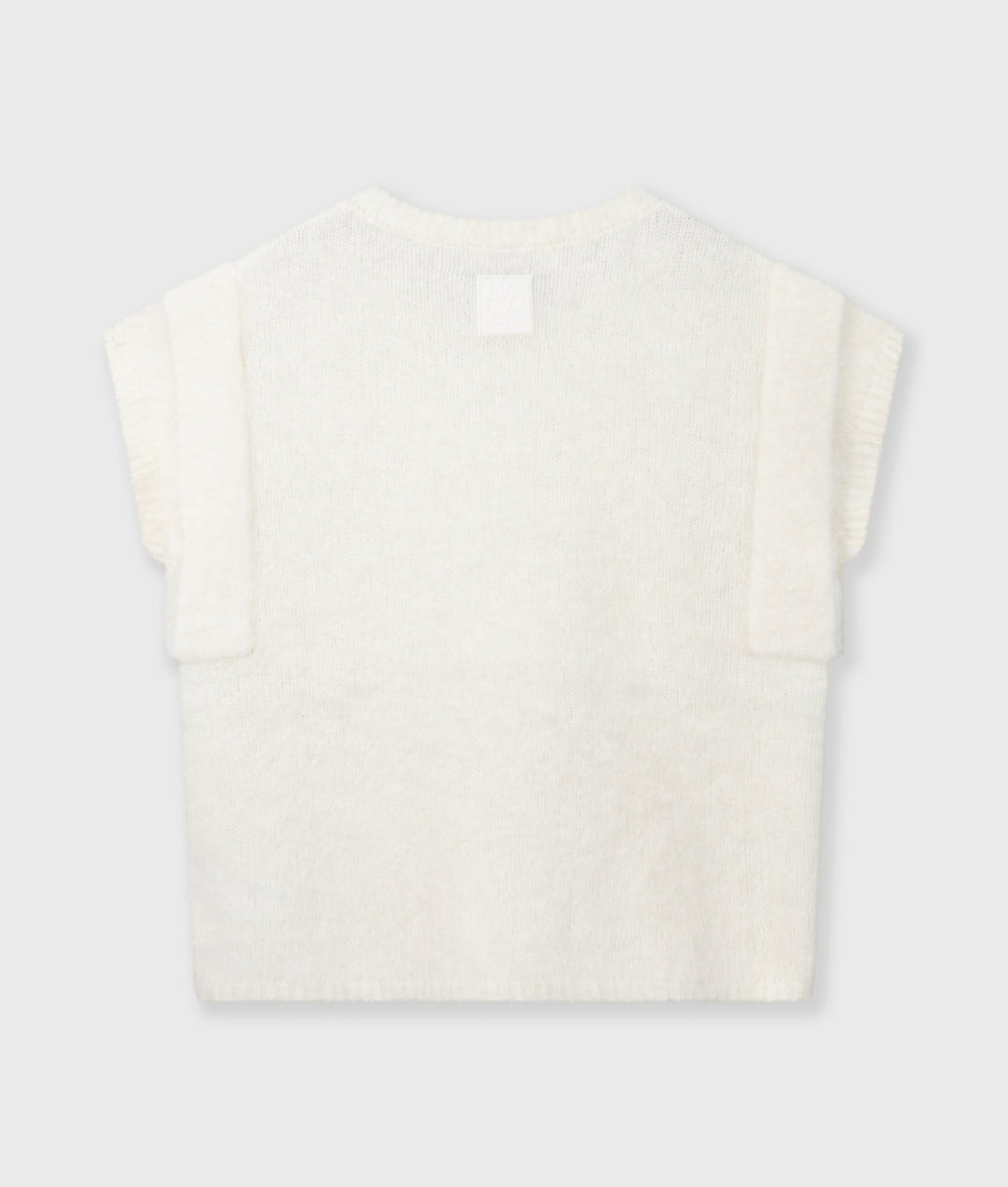 sleeveless knit sweater | ecru