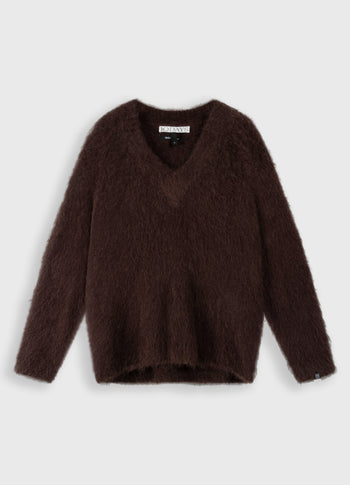 v-neck knit sweater | deep wine