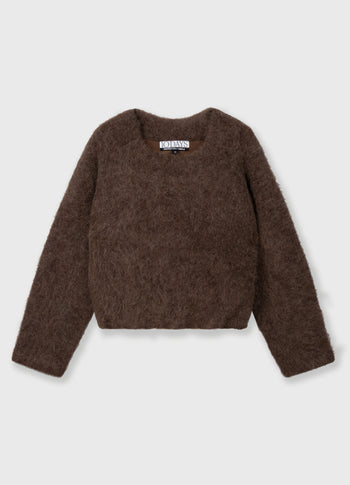 hairy knit sweater pleats | dark truffle