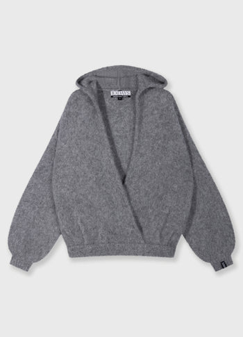 gebreide sweater capuchon | grey melee