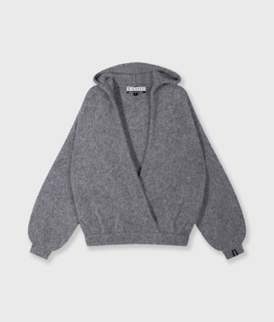 gebreide sweater capuchon | grey melee