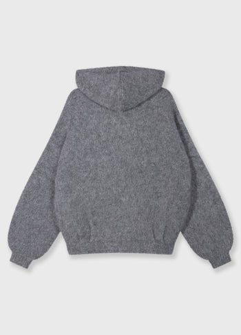 gebreide sweater capuchon | grey melee