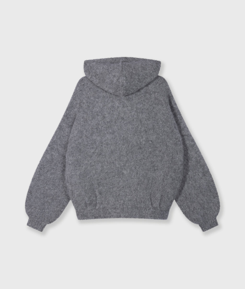 gebreide sweater capuchon | grey melee