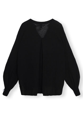 thin alpaca knit blouse | black