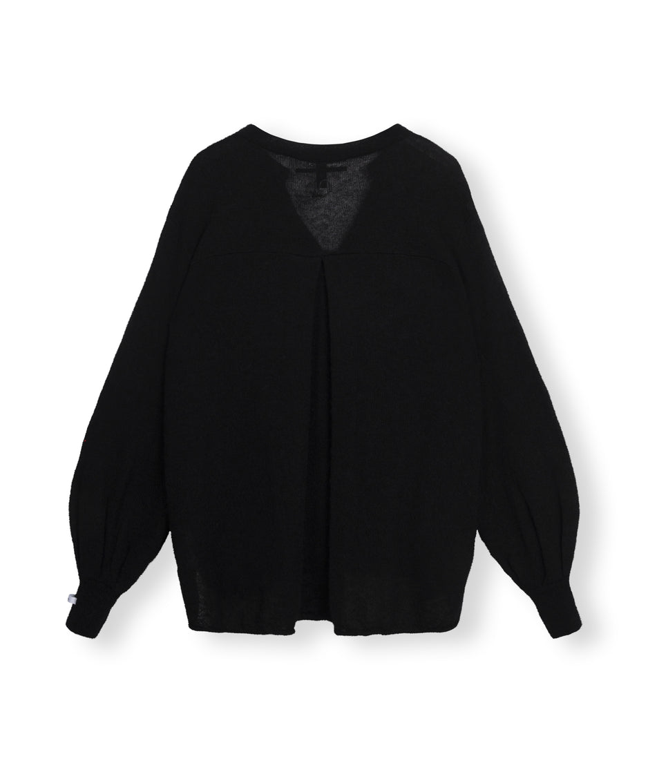 thin alpaca knit blouse | black
