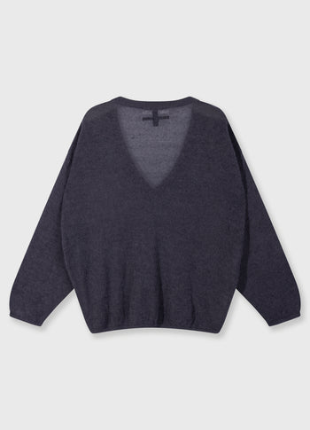 dunne V-hals knit sweater | steel blue