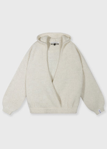gebreide sweater lurex capuchon | ecru