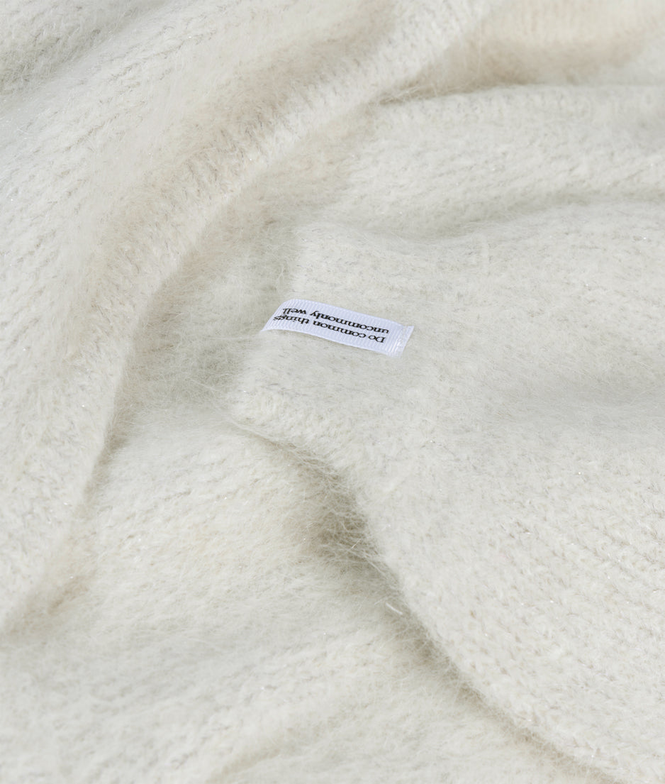 gebreide sweater lurex capuchon | ecru