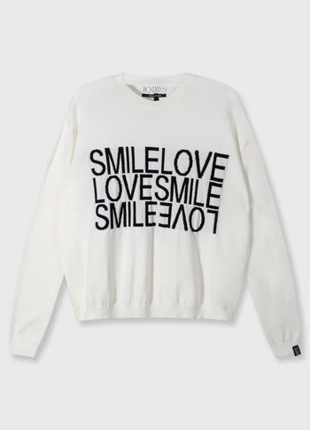 smile love knit sweater | ecru