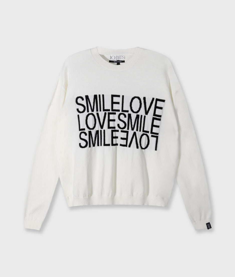 smile love knit sweater | ecru