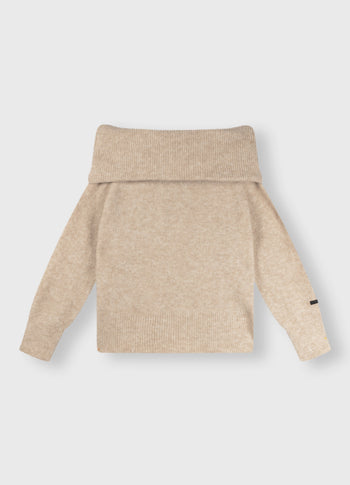 off shoulder sweater | sepia sand