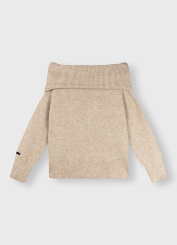off shoulder sweater | sepia sand