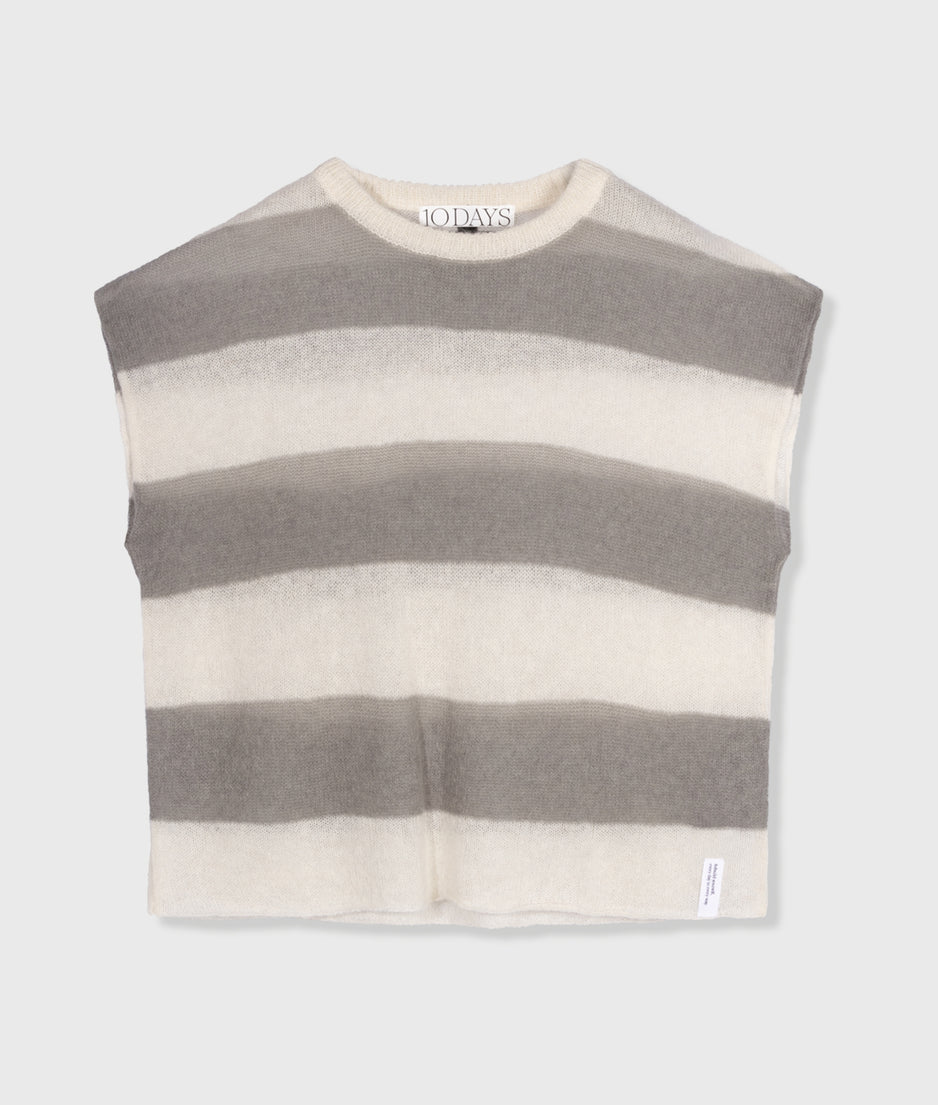 knit top stripes | ecru/sage