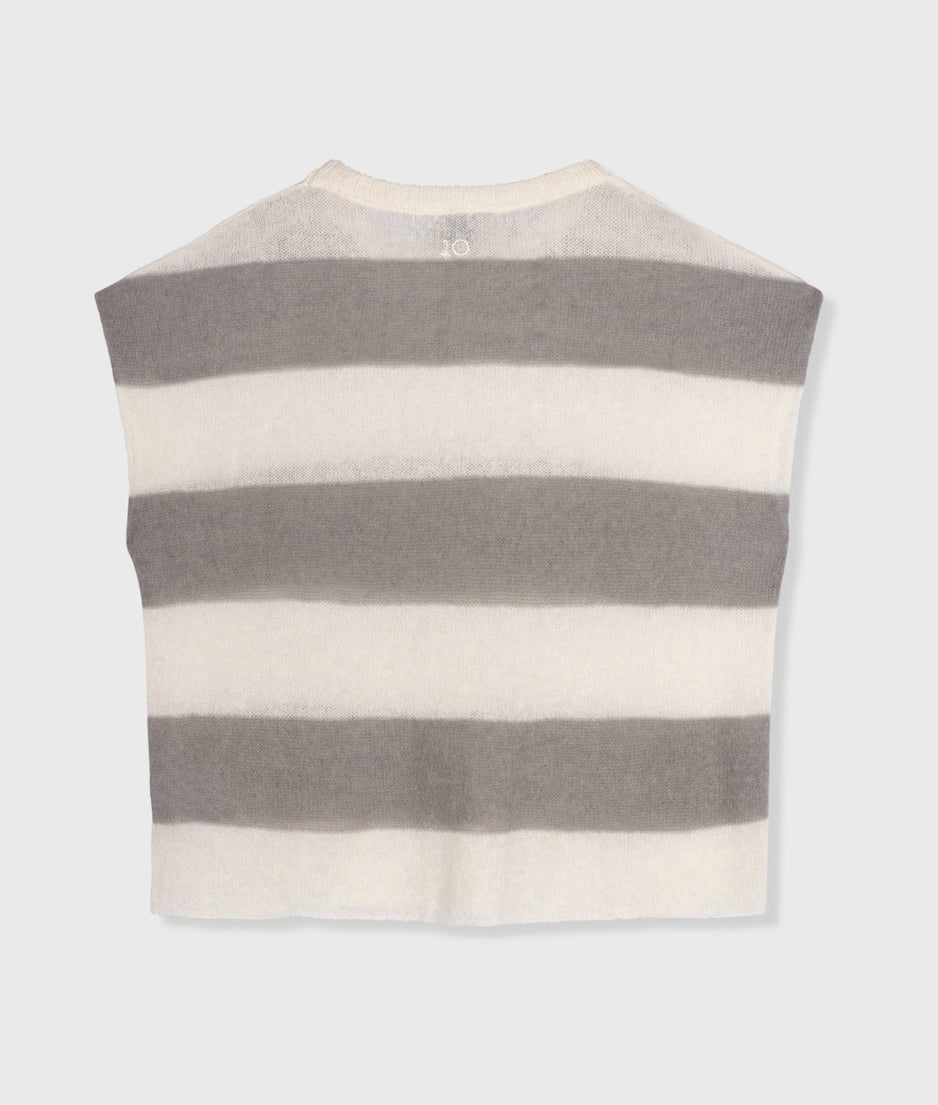 knit top stripes | ecru/sage