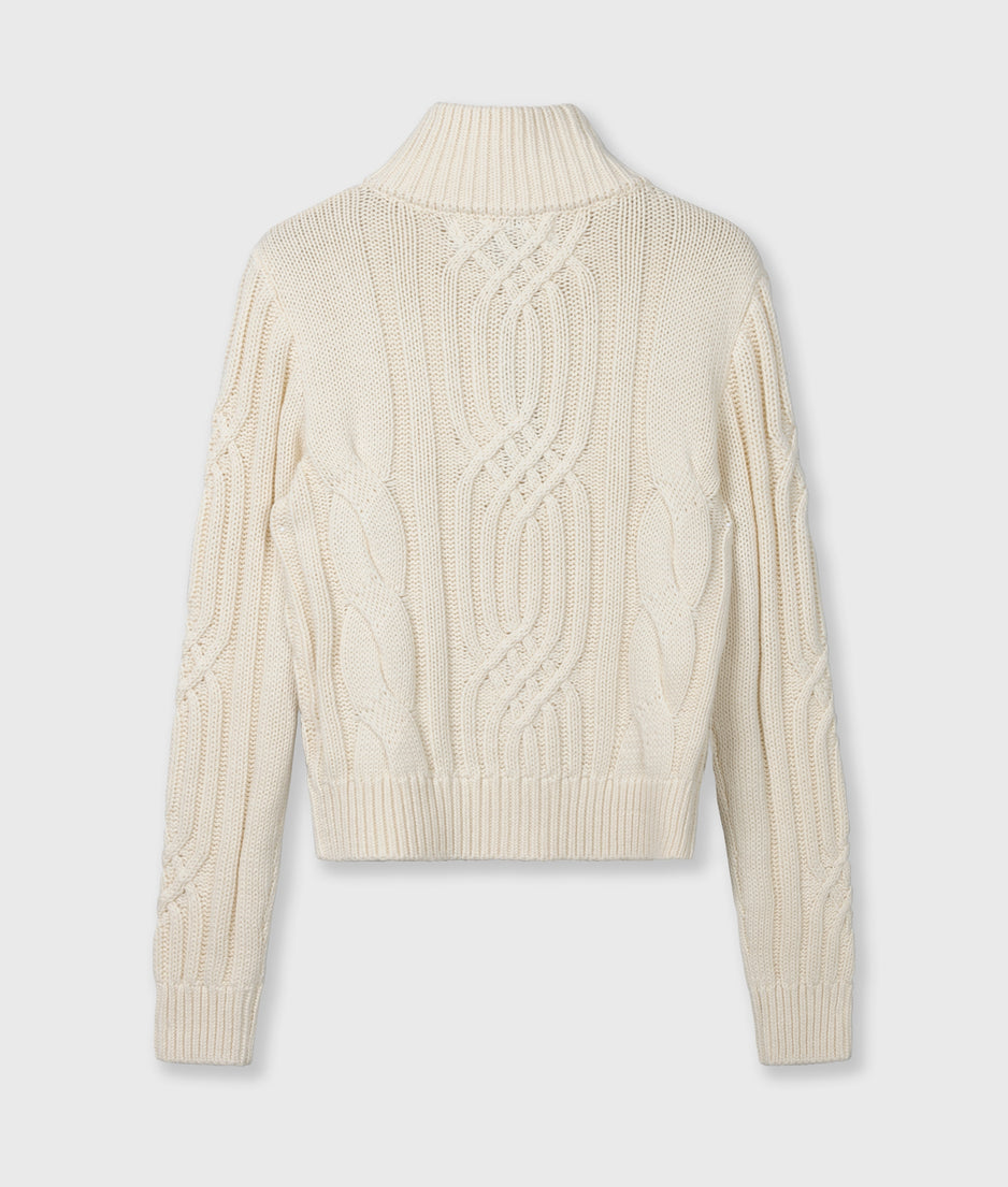 cable knit zip | pearl