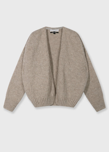 short belted knit cardigan | fog
