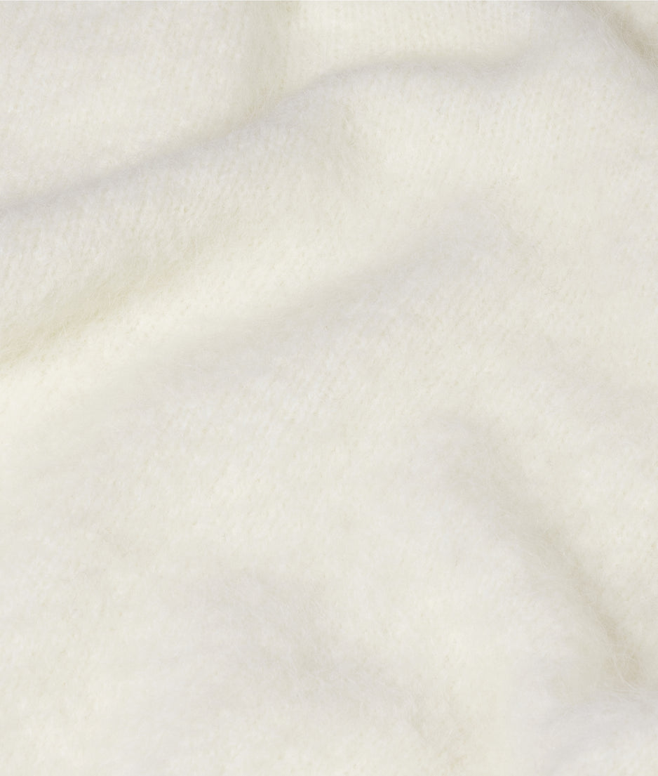 puffy hairy knit bomber | ecru