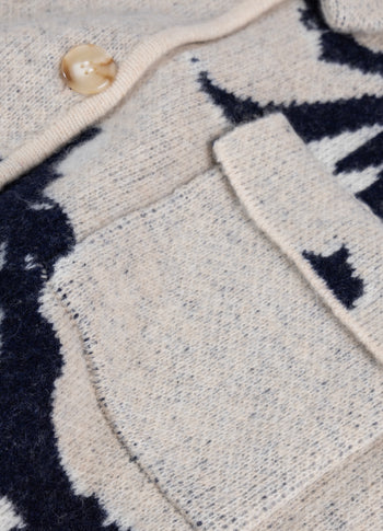 long knit jacket flower | powder