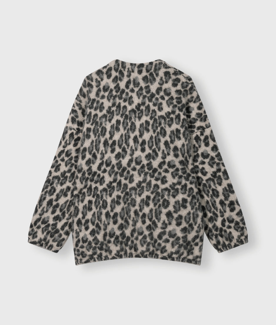 knit cardigan leopard | soft white melee
