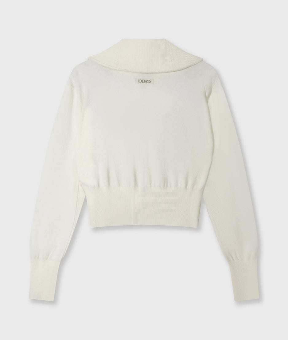 slim knit cardigan | ecru