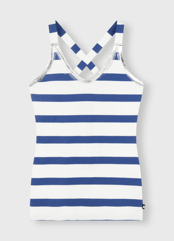 wrapper stripes foil | ecru/electric blue