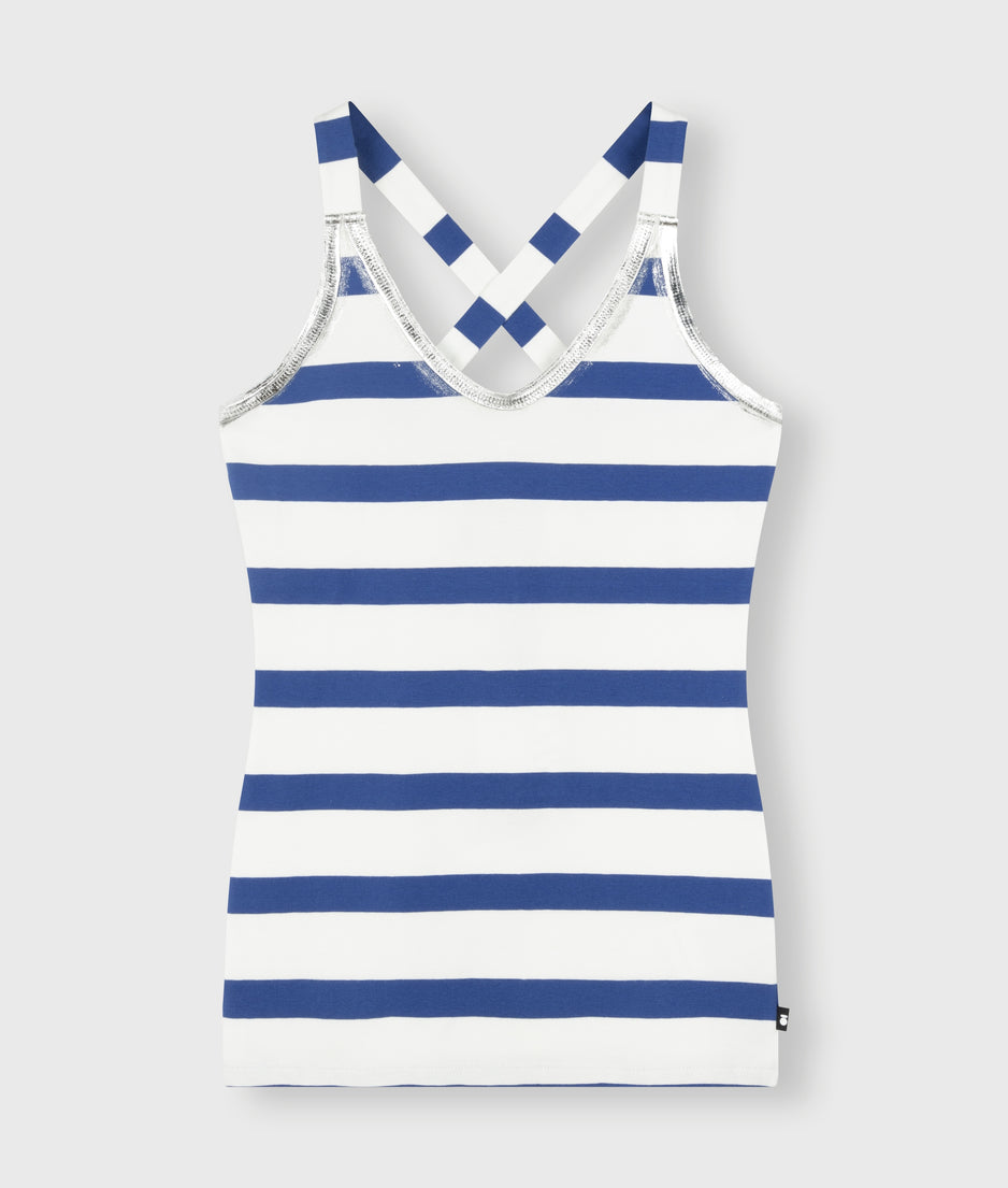 wrapper stripes foil | ecru/electric blue