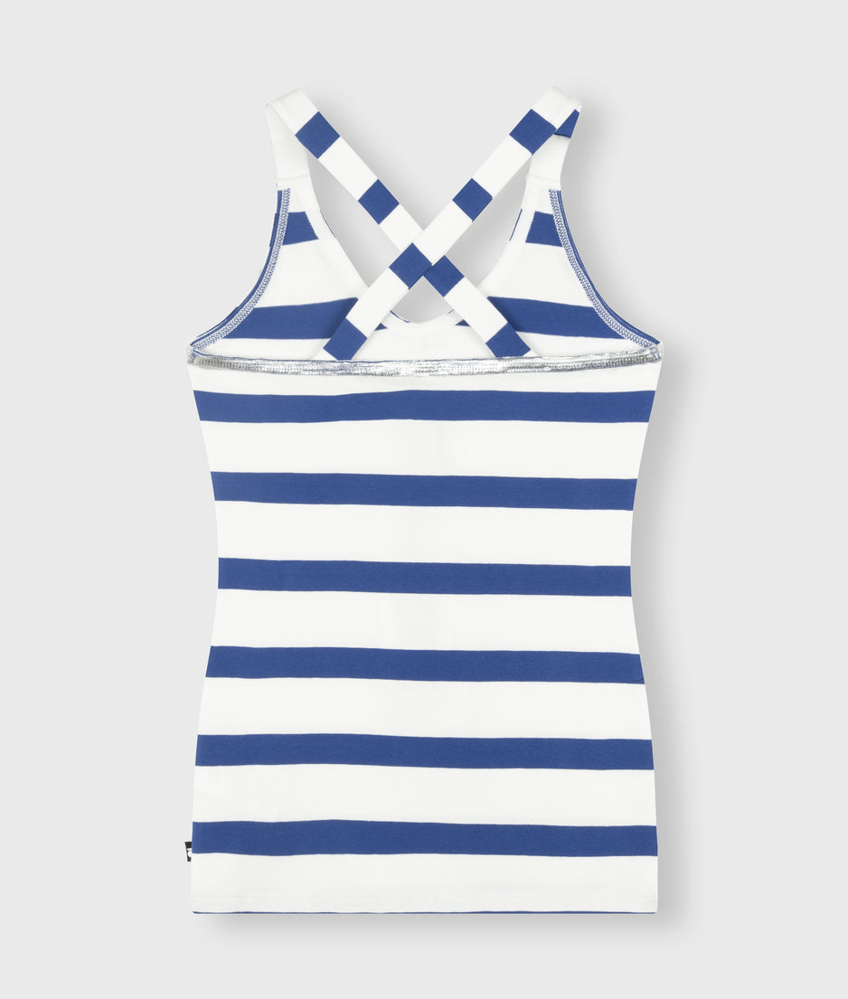 wrapper stripes foil | ecru/electric blue