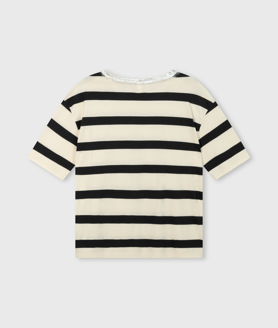 short sleeve tee stripe | light natural/grey raven