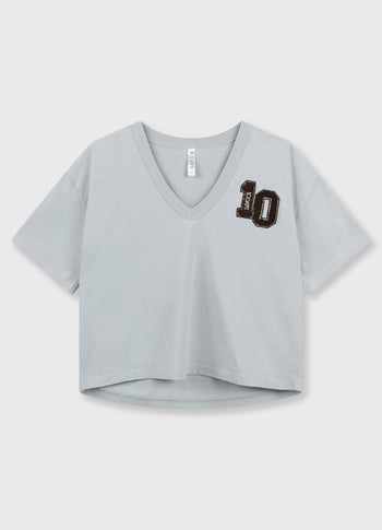 thick cotton v-neck tee | clean blue