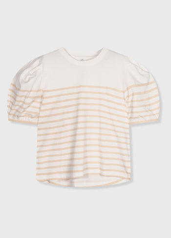 balloon sleeve tee stripes | ecru/natural