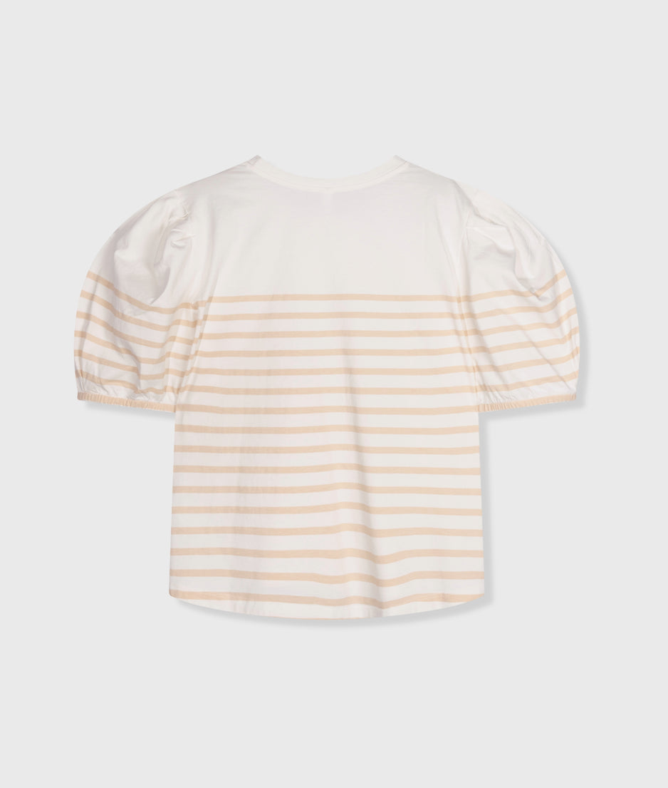 balloon sleeve tee stripes | ecru/natural