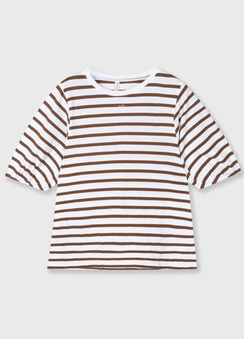 balloon tee stripes | white/dark truffle