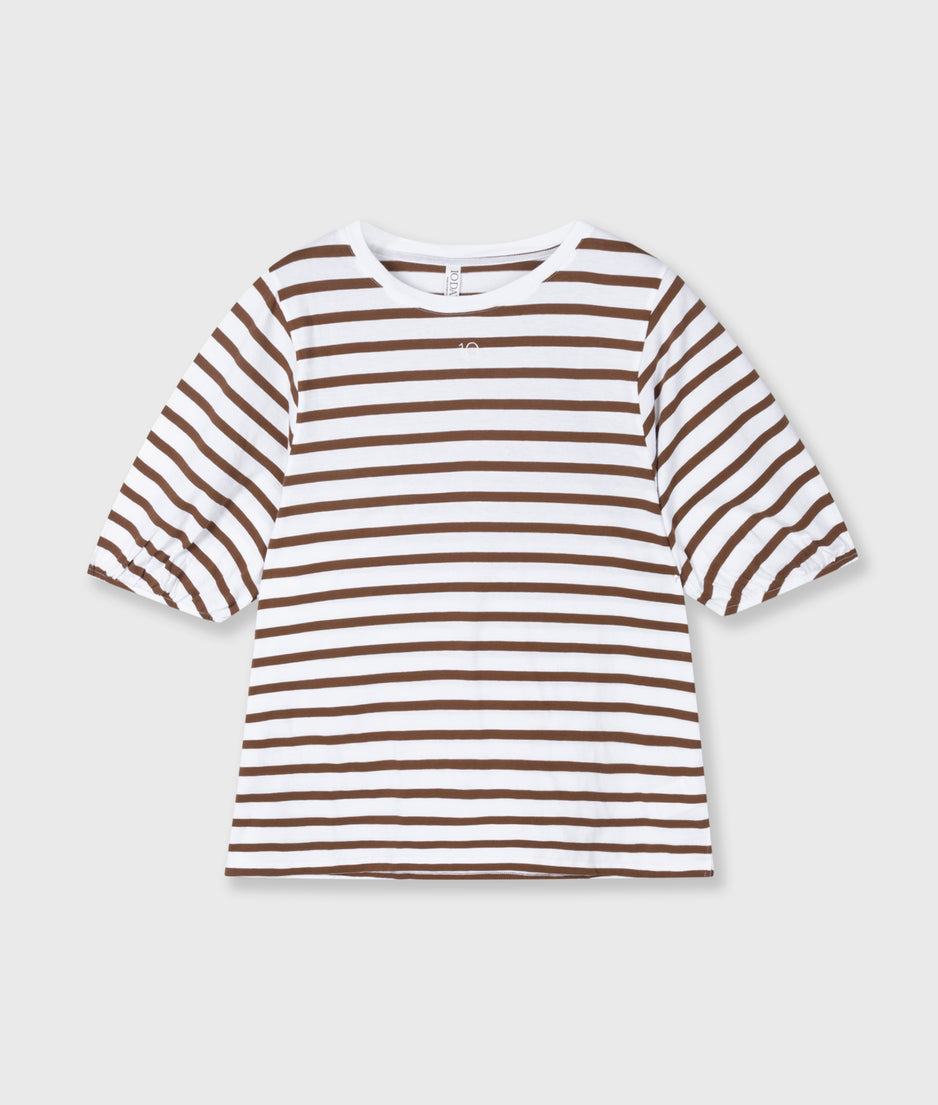 balloon tee stripes | white/dark truffle