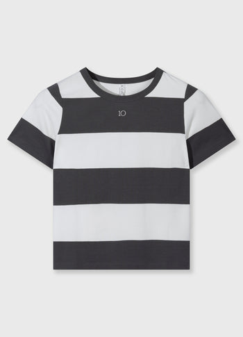 petite tee stripes | white/brownish grey