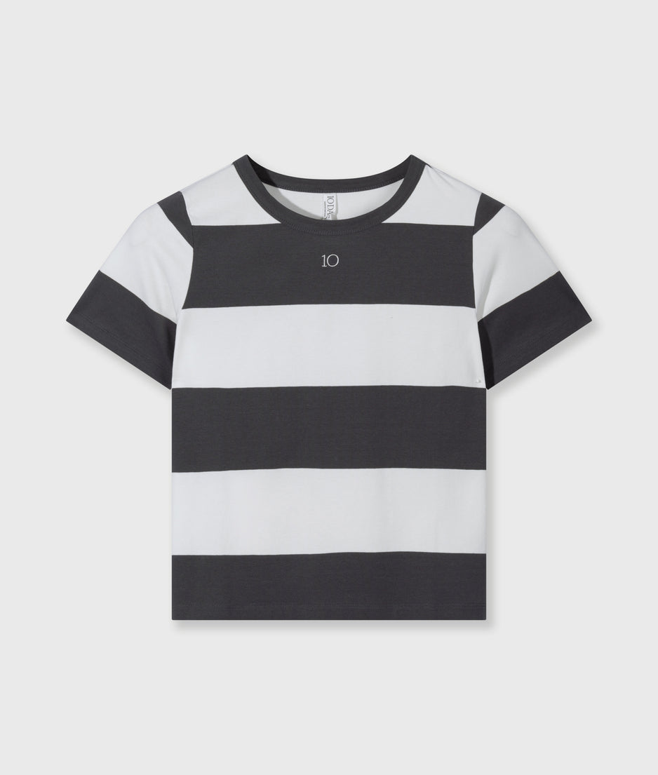 petite tee stripes | white/brownish grey