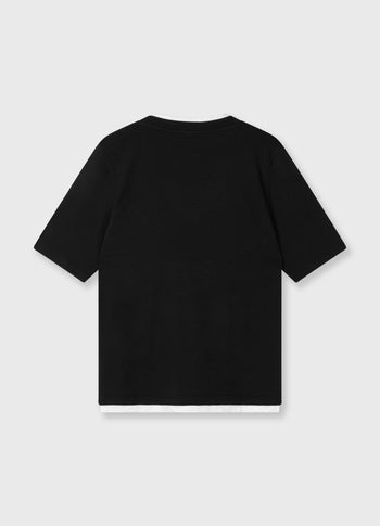 double layer v-neck tee | black