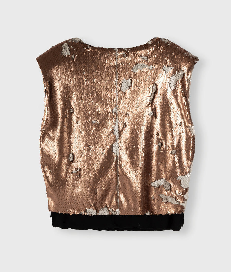 padded top sequins | rose gold