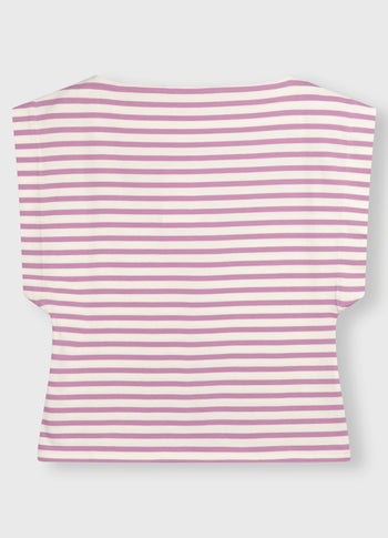 squared proud tee stripes | ecru/violet