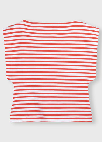 squared proud tee stripes | white/poppy red