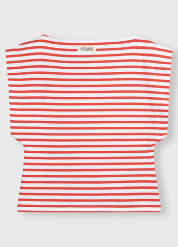 squared proud tee stripes | white/poppy red