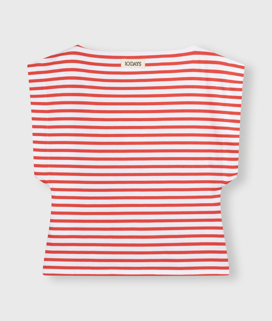 squared proud tee stripes | white/poppy red